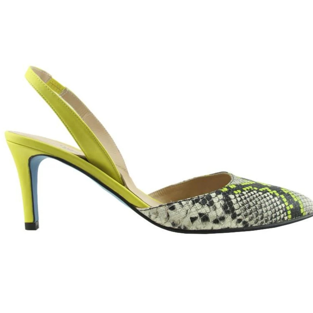 Nicky Hilton x French Sole Yellow Serpent Slingback Heels Size 7½